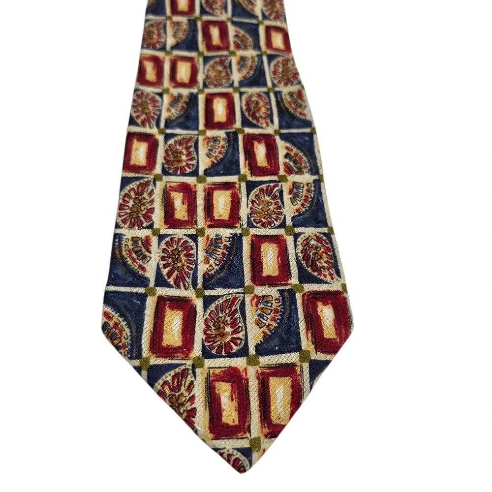 Ermenegildo Zegna Mens‎ Necktie Multicolor Silk Floral Preppy Bohemian Classic